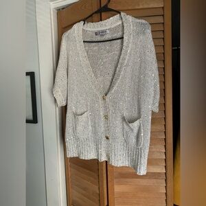 Jennifer Lopez gold sparkle Cardigan crop top with Gold Buttons